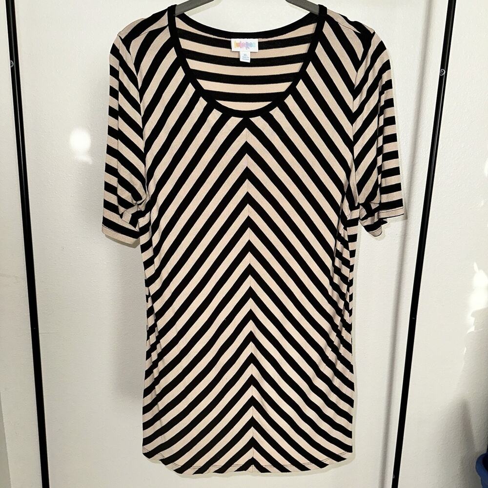 Lularoe‎ Gigi Striped Top Tan/Black SZ XL